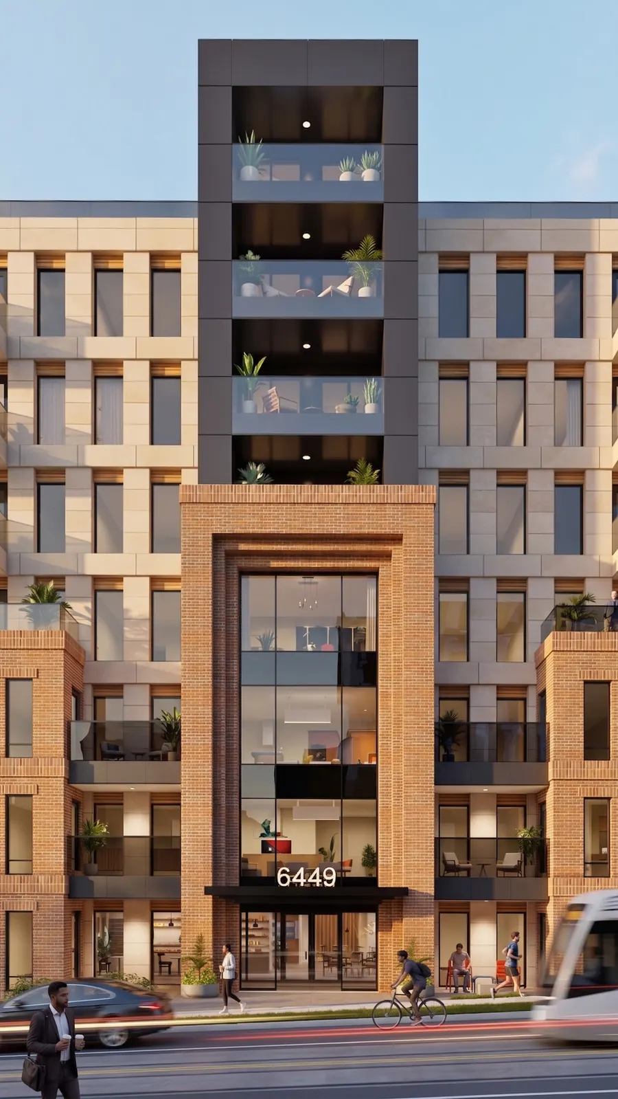 The brick portal frame, front elevation